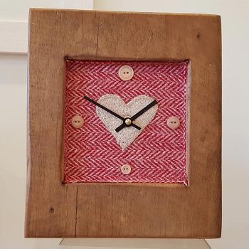 Rustic Wooden Clock With Harris Tweed Face