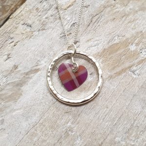 Tartan Heart Pendant with Silver Ring