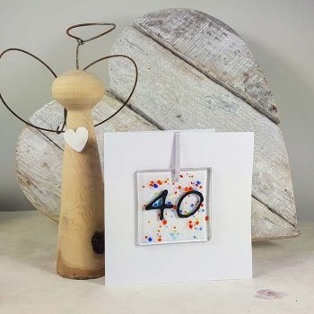 40th Celebration Fused Glass Decoration In A Card