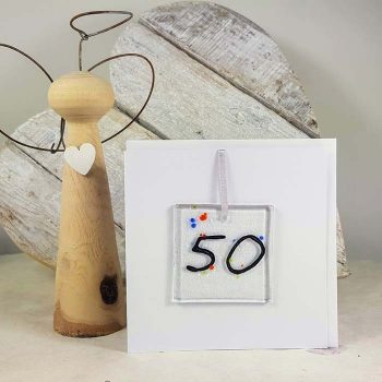 50th Celebration Fused Glass Decoration In A Card