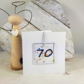 70th Celebration Fused Glass Decoration In A Card