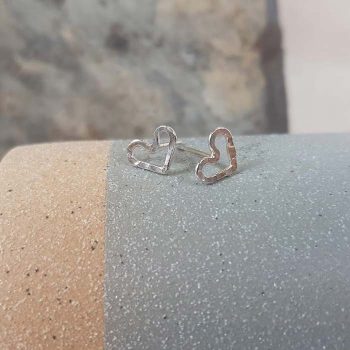 Tiny Silver Open Heart Studs