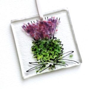 THISTLE GLASS DECORATION CARD DETAIL