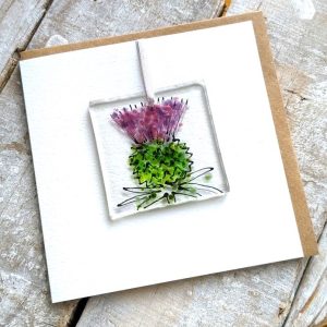 THISTLE GLASS DECORATION CARD