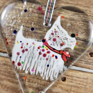 Fused glass Westie Heart pic 2
