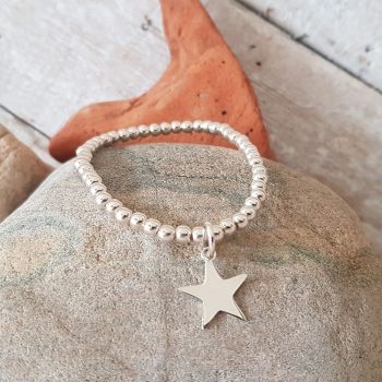 SILVER BEAD AND STAR BRACELET