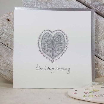 Silver Wedding Anniversary Embroidered Heart