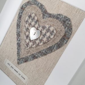 HARRIS TWEED HEART PICTURE…ALL YOU NEED IS LOVE DETAIL