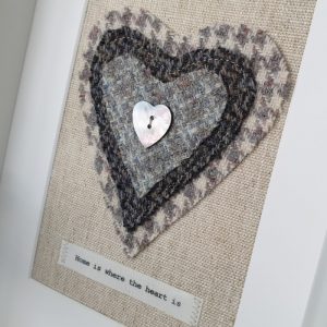 HARRIS TWEED HEART PICTURE…HOME IS WHERE THE HEART IS HOUNDSTOOTH DETAIL DES 1