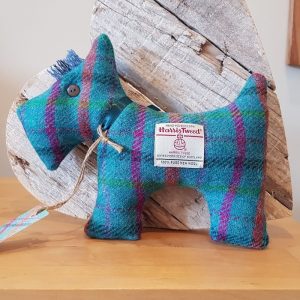 HARRIS TWEED SCOTTIE DOG TEAL CHECK