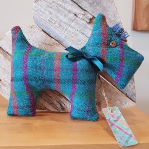 HARRIS TWEED SCOTTIE DOG TEAL CHECK PIC 2