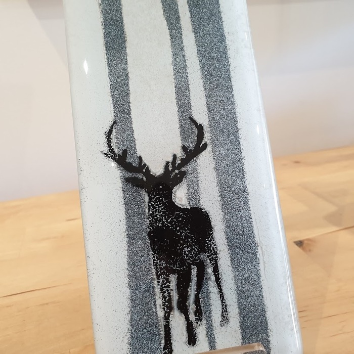 GLASS HANGING PANEL STAG IN THE FOREST, DETAIL