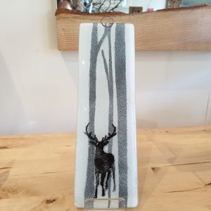 GLASS HANGING PANEL STAG IN THE FOREST