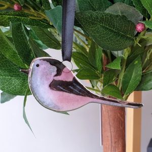 LONG TAILED TIT FUSED GLASS DECORATION