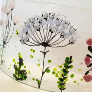 NEW FUSED GLASS PANEL WILD FLOWERS DETAIL 2