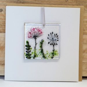 WILD FLOWER FUSED GLASS DECORATION CARD