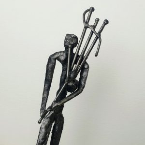 METAL FIGURE, BAGPIPER DETAIL