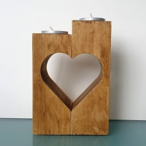 SET OF TWO CUT OUT HEART TEA LIGHT HOLDERS