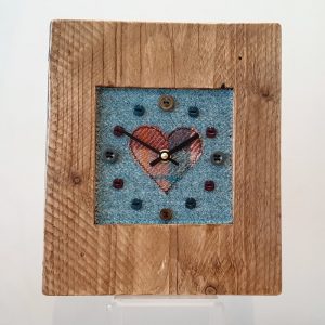 RUSTIC WOODEN CLOCK WITH HARRIS TWEED FACE