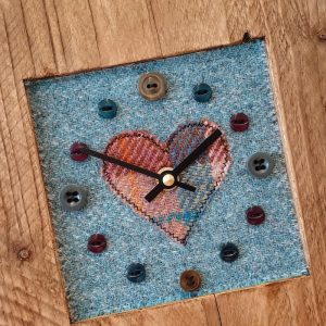 RUSTIC WOODEN CLOCK WITH HARRIS TWEED FACE DETAIL 2