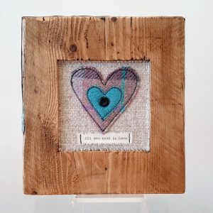 RUSTIC WOODEN FRAME WITH HARRIS TWEED APPLIQUE