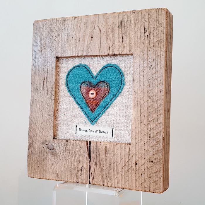 RUSTIC WOODEN FRAME WITH HARRIS TWEED APPLIQUE DETAIL