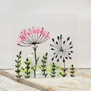 WILD FLOWERS FUSED GLASS TEALIGHT HOLDER