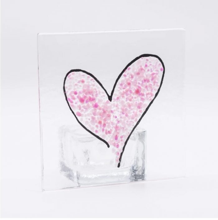 HEART FUSED GLASS TEA LIGHT HOLDER