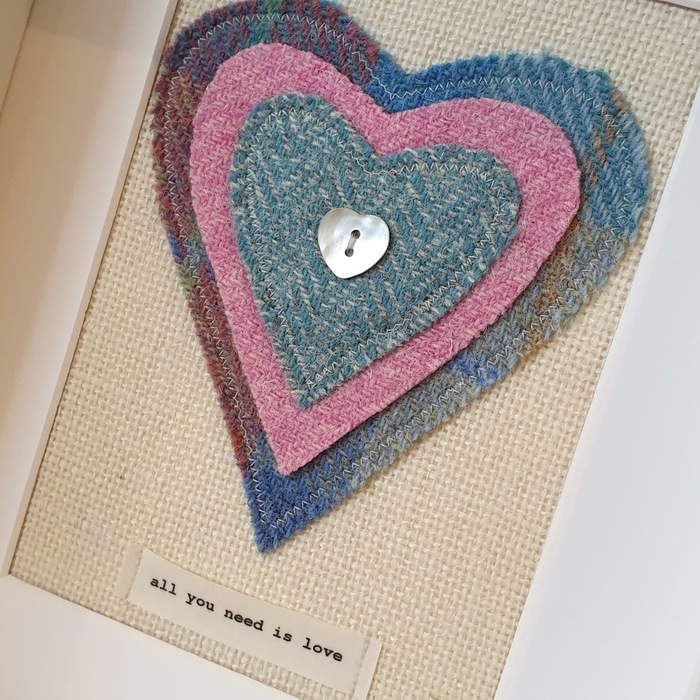FRAMED HEART PICTURE ALL YOU NEED IS LOVE DETAIL