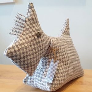 Harris Tweed Dog Doorstop Detail