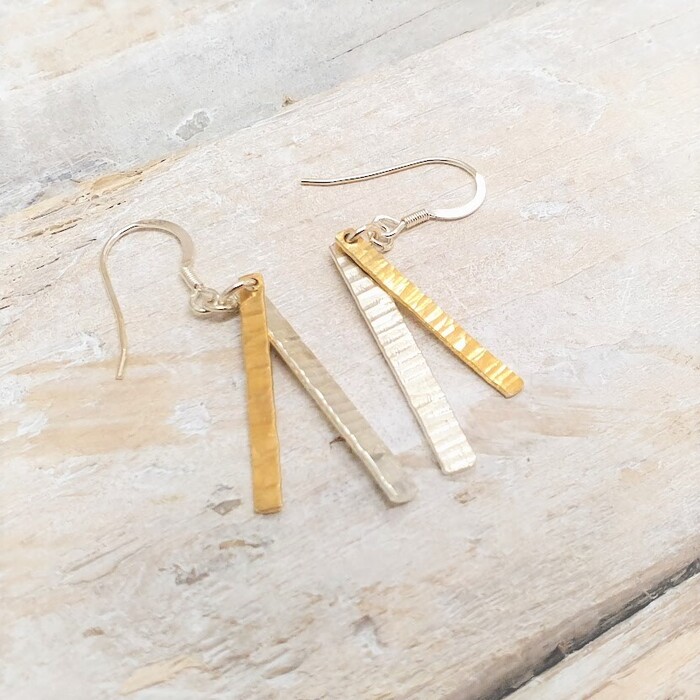 DOUBLE DROP SILVER AND GOLD VERMEIL EARRINGS