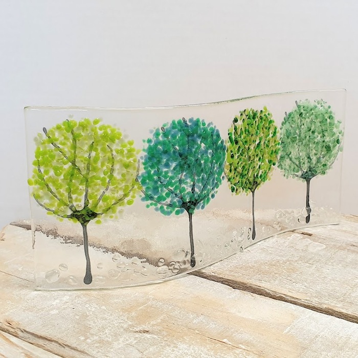 FUSED GLASS CURVE FOUR TREES