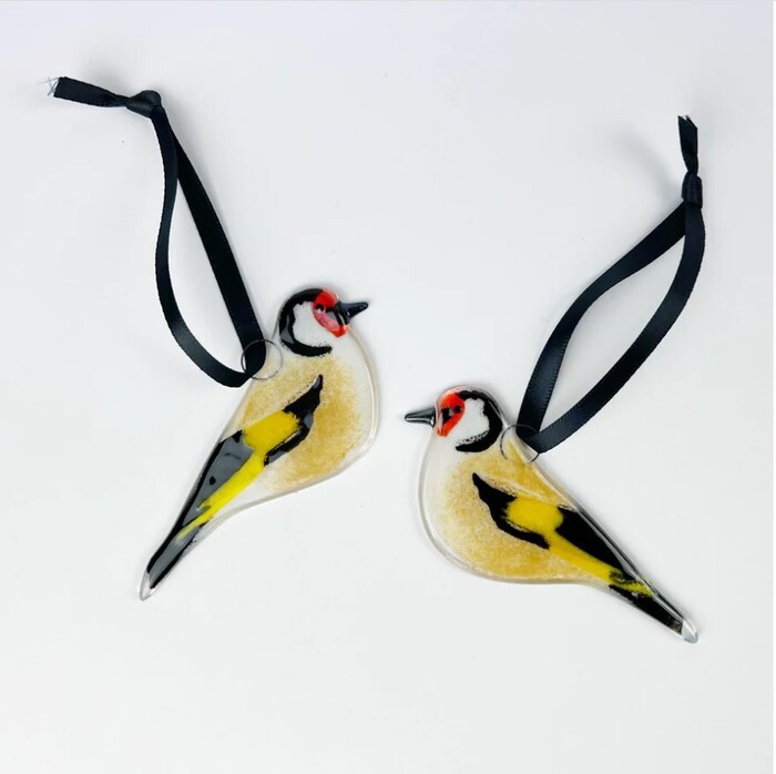 GOLD FINCH GLASS DECORATION