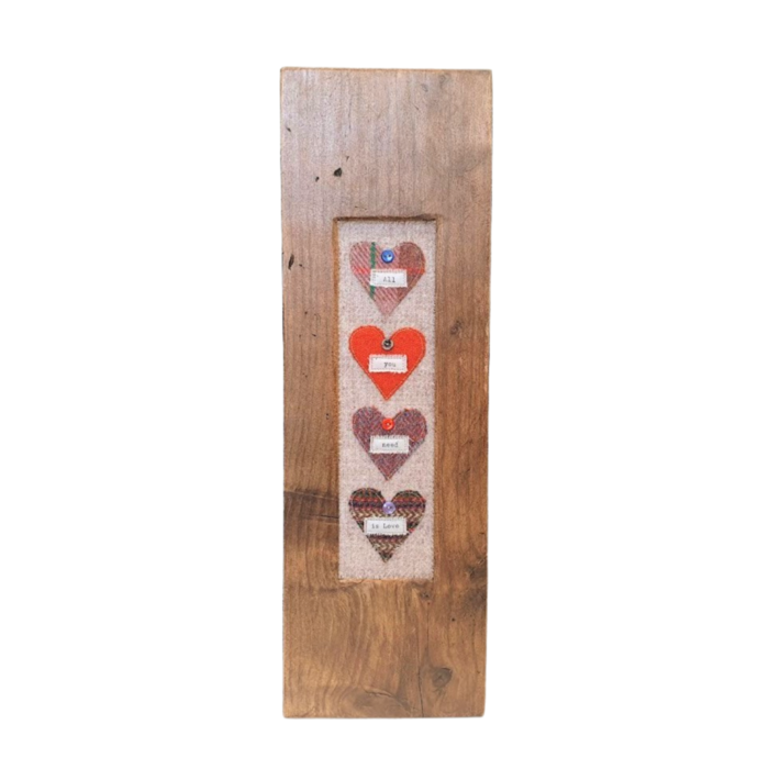 WOODEN FRAME FABRIC HEARTS