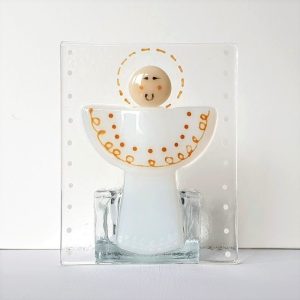 GLASS ANGEL CANDLE HOLDER