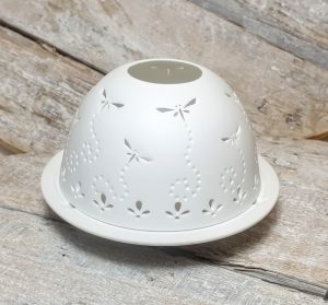 PORCELAIN TEALIGHT HOLDER DETAIL DRAGONFLY