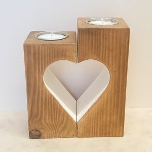 SET OF TWO HEART CANDLE HOLDERS