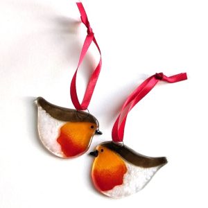 FUSED GLASS ROBIN DECORATION