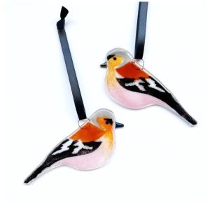 CHAFFINCH FUSED GLASS DECORATION