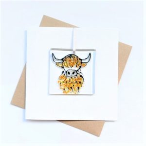 HIGHLAND COO GLASS DECORATION CARD