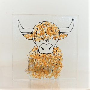 HIGHLAND COO GLASS TEA LIGHT HOLDER