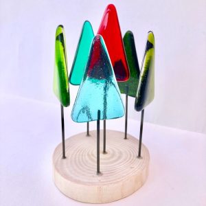 MULTI COLOURED FUSED GLASS TREES