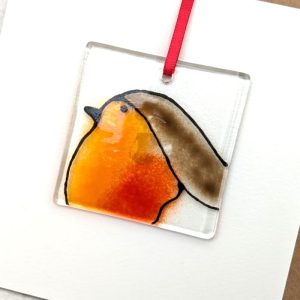 ROBIN GLASS DECORATION CARD 1