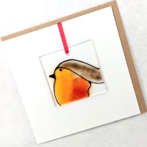 ROBIN GLASS DECORATION CARD