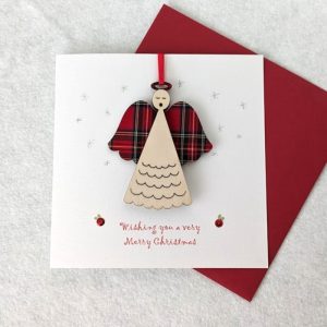 TARTAN ANGEL DECORATION CARD