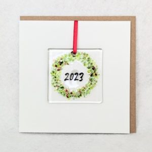 WREATH GLASS DECORATION CARD