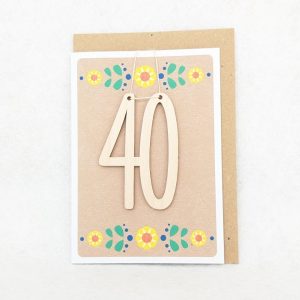 40TH BIRTHDAY WOODEN DECORATION CARD