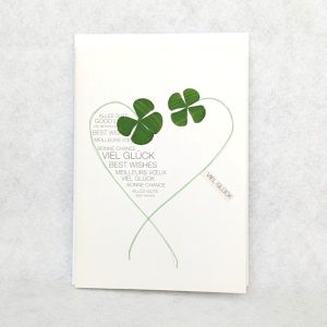 GOOD LUCK CARD WITH FOUR LEAF CLOVER