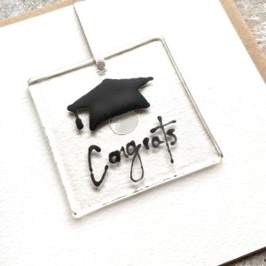 GRADUATION FUSED GLASS DECORATION CARD DETAIL