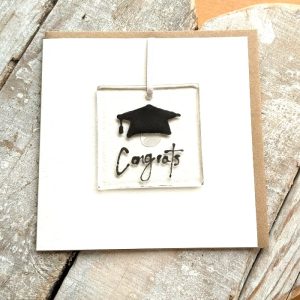 GRADUATION FUSED GLASS DECORATION CARD